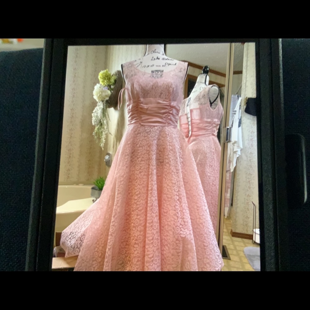1950s style pink lace dress.  Size small.